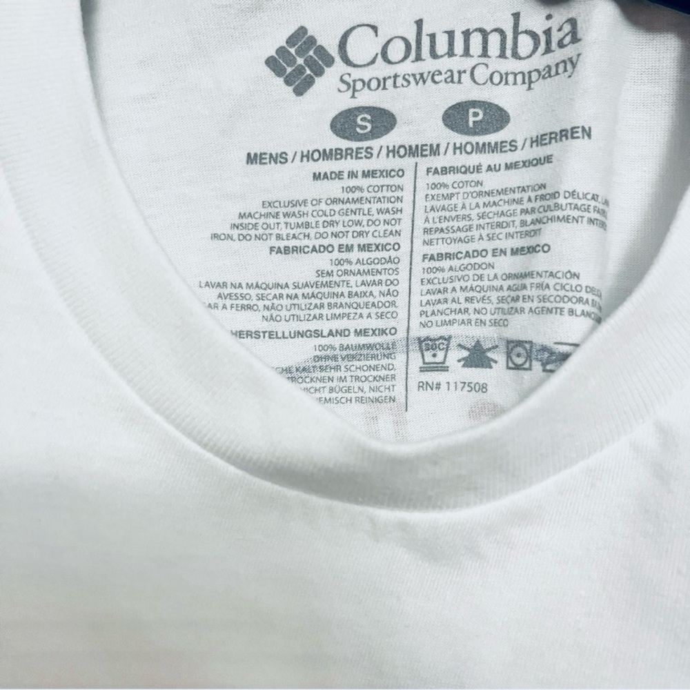 Mens Columbia Sportswear Company T-Shirt SM Columbia tshirt tee white red blue - Picture 7 of 10